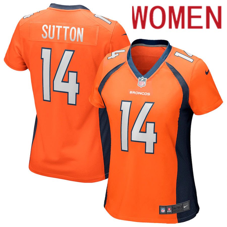 Women Denver Broncos #14 Courtland Sutton Orange Nike Game NFL Jersey->women nfl jersey->Women Jersey